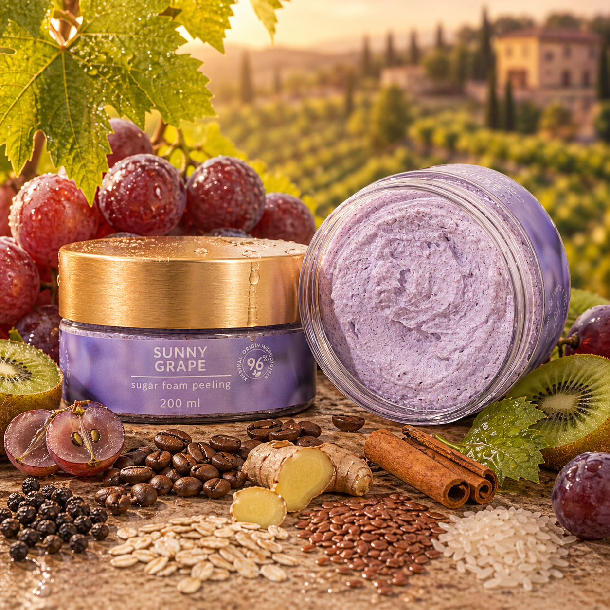 Sunny Grape - SUGAR FOAM PEELING - Cukros habtestradír